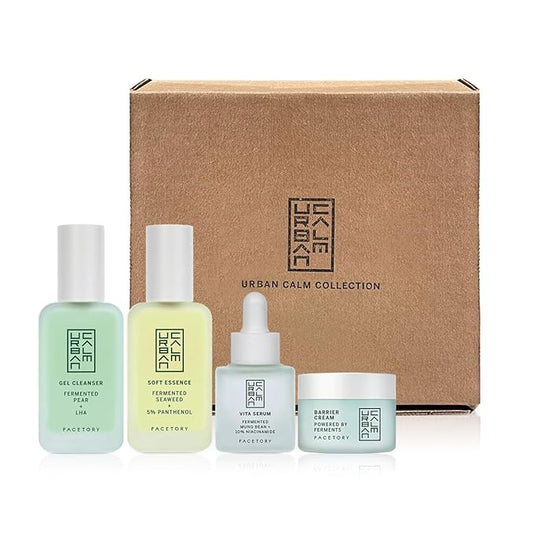 Urban Calm Discovery Bundle - Hydrating, Smoothing, Exfoliating, and Soothing Travel Size Skincare Set for All Skin Types - Fermented Skincare Products Include Cleanser, Essence, Serum, and Cream-VivaGrace Women