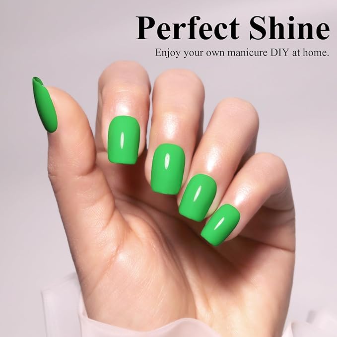 Imtiti Gel Nail Polish, 1Pcs 15ml Neon Green Color Gel Polish Soak Off LED Nail Polish Gel Nail Art Design Manicure Salon DIY at Home Holiday Gift
