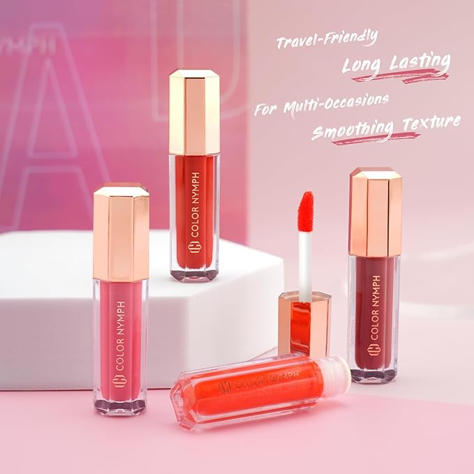 Color Nymph 16 PCS Lip Glosses Collection, Shimmery Lip Glosses for Women and Girls, Long Lasting Color Lip Gloss Set with Rich Varied Colors (Iridescent Pink)-VivaGrace Women