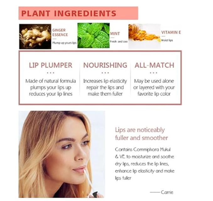 Vitamin E Lip Plumping Serum, Lip Hyaluronic Lip Plumper, Lip Plumping Serum Instant Lip Balm for Moisturize, Eliminate Dryness Wrinkles Enhances Plump Gloss (3PC)-VivaGrace Women