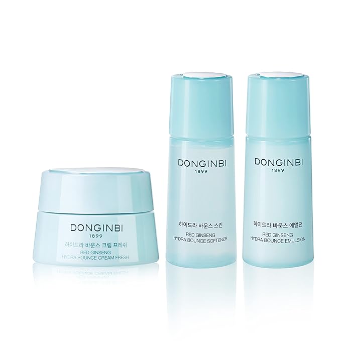 DONGINBI Red Ginseng Hydra Bounce Cream Fresh Travel Kit - Hydrating and Nourishing Skincare Set- Hydra Bounce Softener 15ml, Emulsion 15ml, Cream 7ml-VivaGrace Women