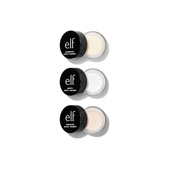 e.l.f. Cosmetics Putty Primer Trio, Includes Poreless Putty, Matte Putty & Luminous Putty, Travel Size, 0.14 Oz (4g) Each, 0.14 ounces, Count 3 ( Pack of 1)-VivaGrace Women