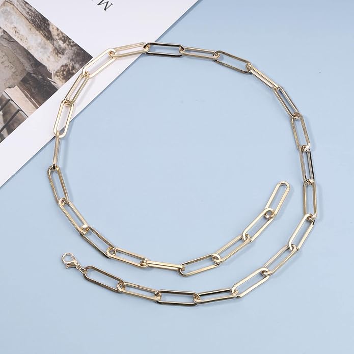 Boho Link Chain Y Necklace Gold Chain Lariat Necklace Chunky Chain Drop Necklace Paperclip Statement Necklace Jewelry for Women-VivaGrace Women
