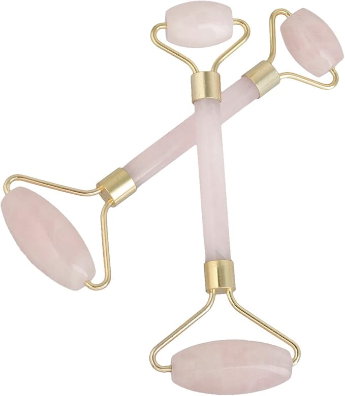 mookaitedecor Rose Quartz Roller Massager Tool & Thumb Worry Stone for Crystal Healing Reiki Stress Relief-VivaGrace Women