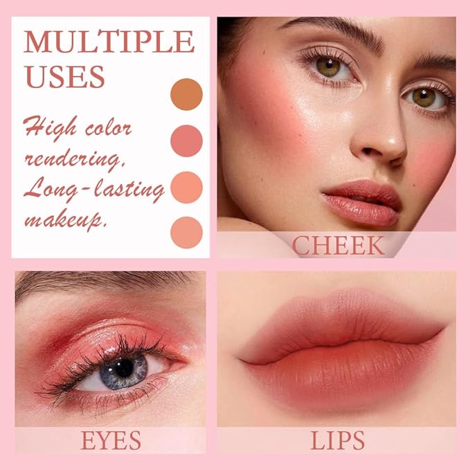 evpct 2Pcs Soft Cream Velvet Liquid Blush Makeup for Cheeks Lips, Moisturizing Lightweight Blendable Feel Waterproof Long-Wearing Smudge Proof Natural Matte Finish Looking Dewy Cheek Tint D110 & D112-VivaGrace Women