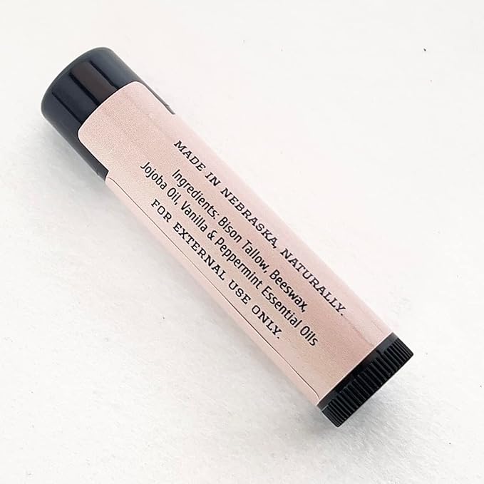 Pure Bison Tallow Lip Balm, Vanilla & Peppermint, (5 pack) - Moisturizing, Non-Habit Forming, Hydrating-VivaGrace Women