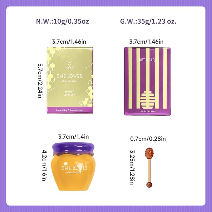 Honey Lip Mask with Stick, Day & Night Repair Deep Moisture and Fade Lip Lines, Vitamin E & Beeswax Essence Natural Lip Enhancer Care Sleeping Lip Mask (Honey for Day Use)-VivaGrace Women