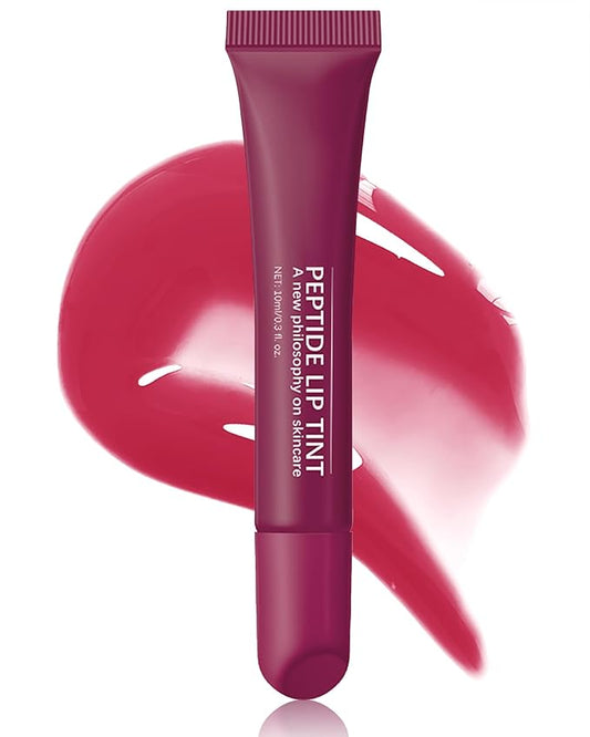 Tinted Lip Balm-1Pcs Raspberry Peptide Hydrating Lip Tint Moisturizer,Jelly Glossier Lip Treatment Balm,Non-Stick Lip Care Glow Reviver Lip Oil,Yummy Glowy Lip Gloss,Thanksgiving Makeup for Women-04-VivaGrace Women