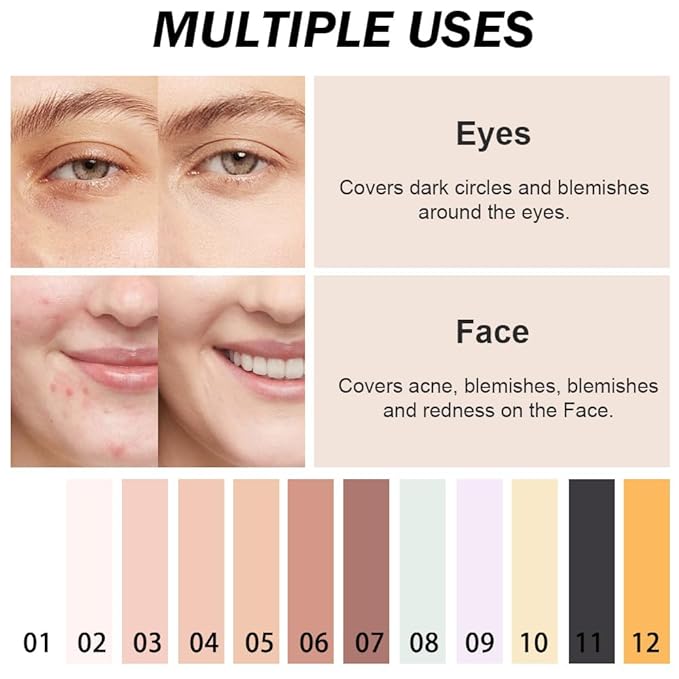 Kaely Color Correcting Concealer,Cream Pot Concealer Full Coverage,under Eye Concealer Palette for Conceals Dark Circles,Waterproof Foundation Face Makeup,08 Green-VivaGrace Women