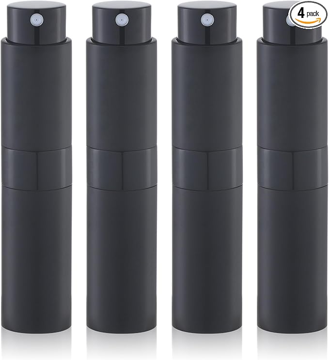 Travel Perfume Bottle Refillable - Cologne Spray Atomizer Mini - Small Travel Size Sprayer Empty for Refill Sample Container - Portable Fragrance Decant Dispenser for Men Women 8ml 4PCS Black-VivaGrace Women