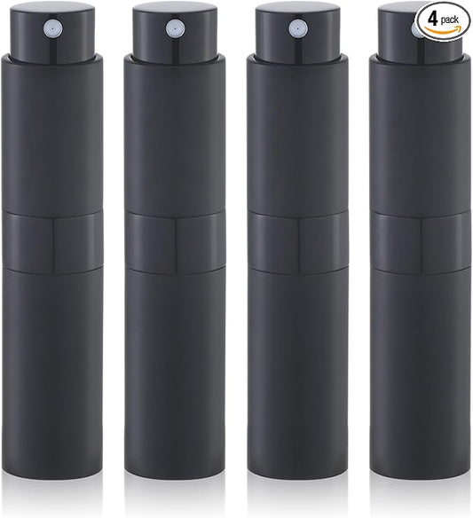 Travel Perfume Bottle Refillable - Cologne Spray Atomizer Mini - Small Travel Size Sprayer Empty for Refill Sample Container - Portable Fragrance Decant Dispenser for Men Women 8ml 4PCS Black-VivaGrace Women