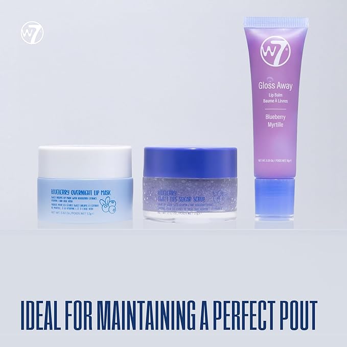W7 Sweet Dreams Lip Care Trio - 3 Piece Set - Overnight Lip Mask, Lip Balm & Lip Scrub - Blueberry-VivaGrace Women