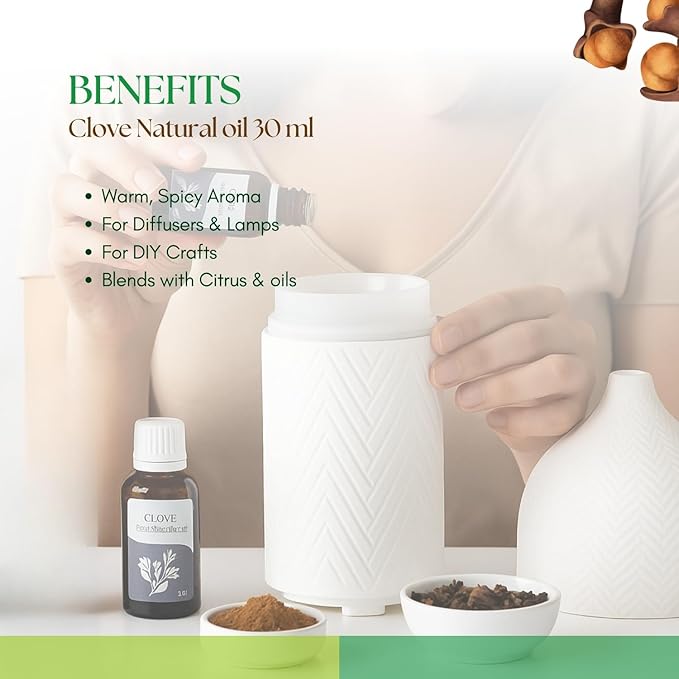 Roots & Above Clove Essential Oil 1.01 oz/30ml Pure Natural Cold-Pressed Oils for Skin, Hair, Massage, Diffusers, Humidifiers, DIY Beauty, Home Candle Making & Self-Care-VivaGrace Women