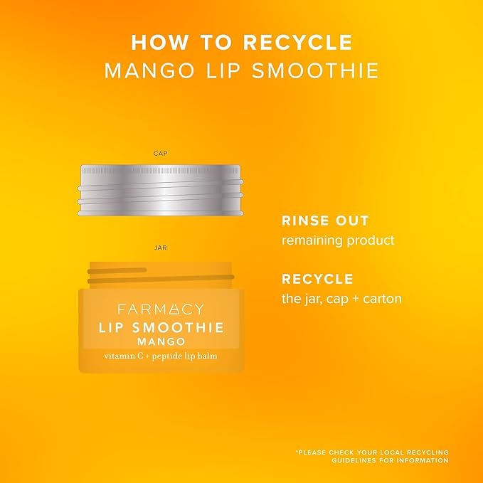 Farmacy Peptide Lip Balm - Lip Smoothie Hydrating Lip Balm with Vitamin C to Visibly Plump + Smooth Lip Lines - Nourishing Lip Treatment with a High-Gloss Finish - Mango (10g)-VivaGrace Women