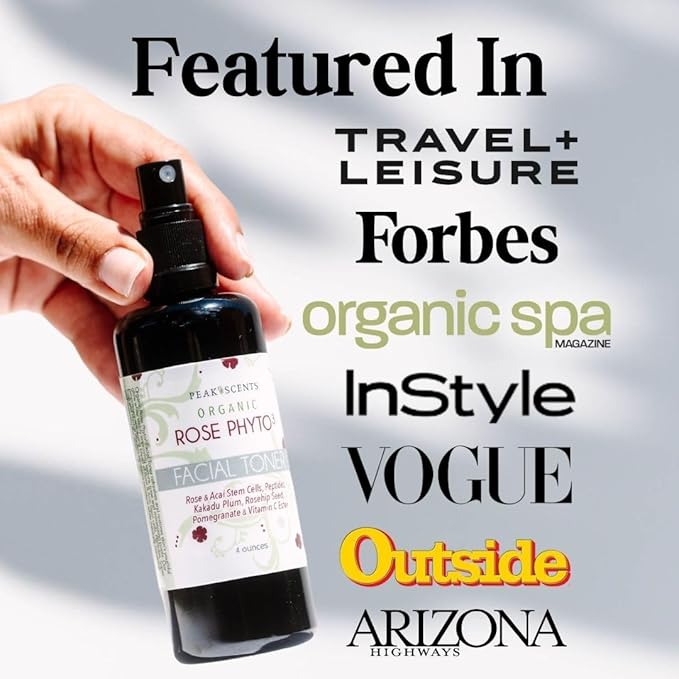 Organic Phyto³ Rose Water Facial Toner Spray - Pure Rosewater for Face, with Acaí and Herbal Extracts - Eco-Friendly and Vegan - Hydrating Rose Water Organic Face Spray (4 oz)-VivaGrace Women