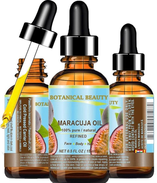 MARACUJA OIL 100% Pure Natural Cold Pressed Undiluted for Face, Skin, Hair, Body, Lip, Nails 0.5 Fl.oz.- 15 ml Rich in Vitamin C-VivaGrace Women