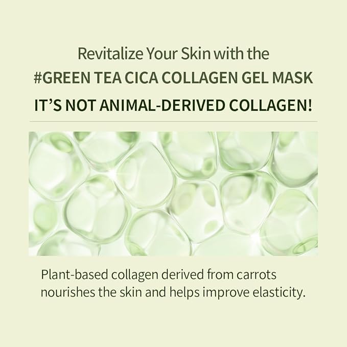 NACIFIC Rice Pepta Collagen Gel Facial Mask (Green Tea Cica) 4EA Set | Overnight Hydrogel Care for All Skin Types, Hydrating, Firming, Elasticity, Pore Minimizing, Glass Glow Skin | Korean Beauty