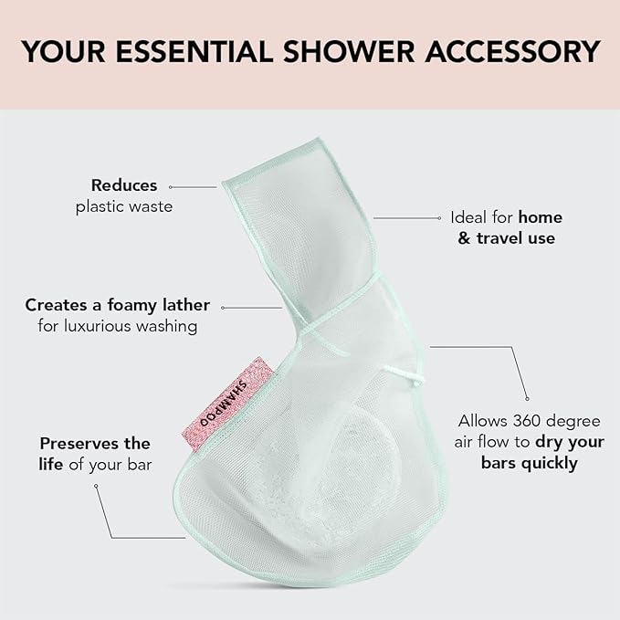 Kitsch Bar Soap Saver Bag - Soap Dish and Soap Holder for Shampoo Bar, Conditioner & Body Wash – Recycled Mesh Beauty Bar Soap Pouch, Eco-Friendly, Patented Bag - Mint-VivaGrace Women