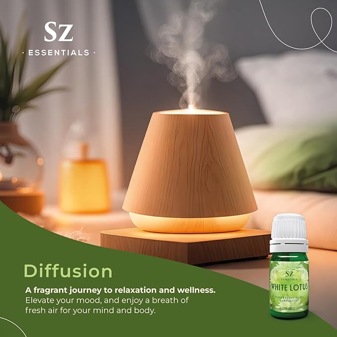 White Lotus 100% Pure, Essential Natural Oil - Extracted from Nymphaea Lotus - Rich & Sweet Scent, with Exotic Floral Overtones - Therapeutic Grade & Vegan - 0.17 fl oz (5ml)-VivaGrace Women