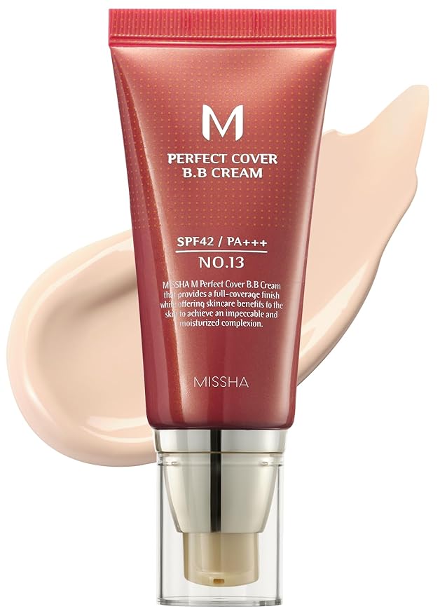 MISSHA M Perfect Cover BB Cream No.13 Bright Beige - Fair with Cool Undertone SPF 42 PA +++ 1.69 Fl Oz - Tinted Moisturizer with SPF-VivaGrace Women