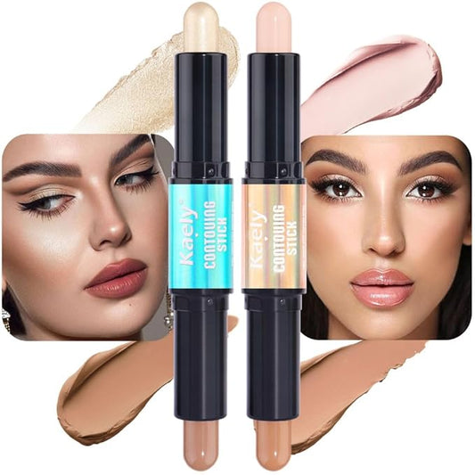 evpct 2in1 Face Shaping & Contouring Stick Cream Contour Concealer Bronzer Stick Makeup Kit for Face Highlighter Makeup Stick contorno maquillaje de maquillaje, NEW Universal Light + ORIGINAL Medium-VivaGrace Women
