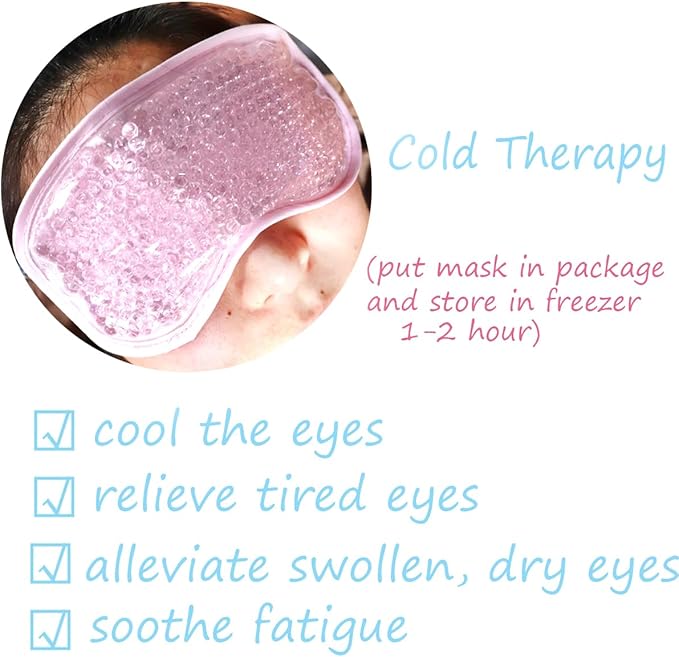 Gel Gel Eye Mask, Cooling Eye Mask Reusable Eye Ice Pack Under Eye Patches, Eye Hot Cold Treatment Pack for Redness, Pain Relief and Eye Relax (Pink - 2count)-VivaGrace Women