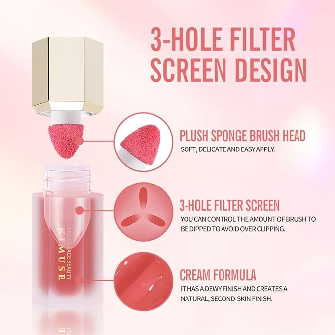 KIMUSE Soft Cream Blush Makeup, Liquid Blush for Cheeks, Weightless, Long-Wearing, Smudge Proof, Natural-Looking, Dewy Finish-VivaGrace Women