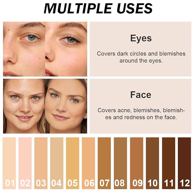 Kaely Cream Pot Concealer Full Coverage Set,Conceal Brighten Dark Circles,under Eye Brightener Color Correcting Concealer,Waterproof Foundation Palette with Brush,corrector de ojeras,Vegan Makeup,05-VivaGrace Women