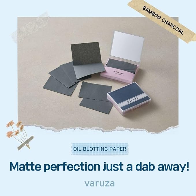 [600 Counts Refills Only] Natural Bamboo Charcoal Oil Blotting Sheets for Face with Mirror Case and Refills-VivaGrace Women