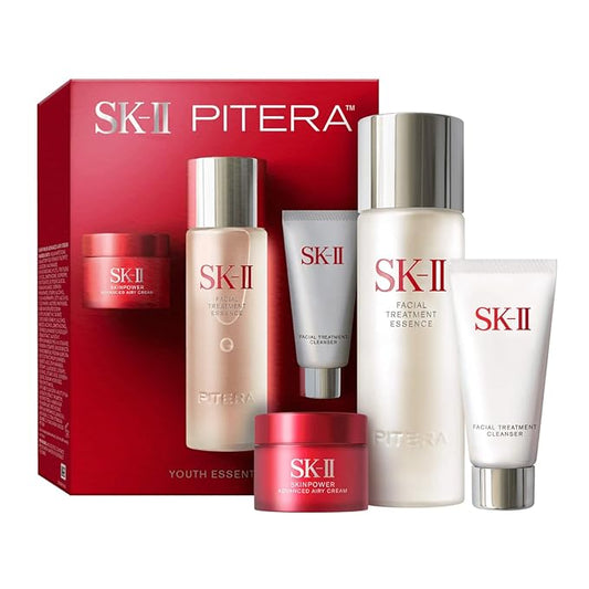 SK-II Youth Essentials Skin Care Set - Includes Facial Cleanser, Facial Essence & SKINPOWER Face Cream - Anti Aging Skin Care Set to Reduce Fine Lines & Improve Uneven Texture (3 Count)-VivaGrace Women