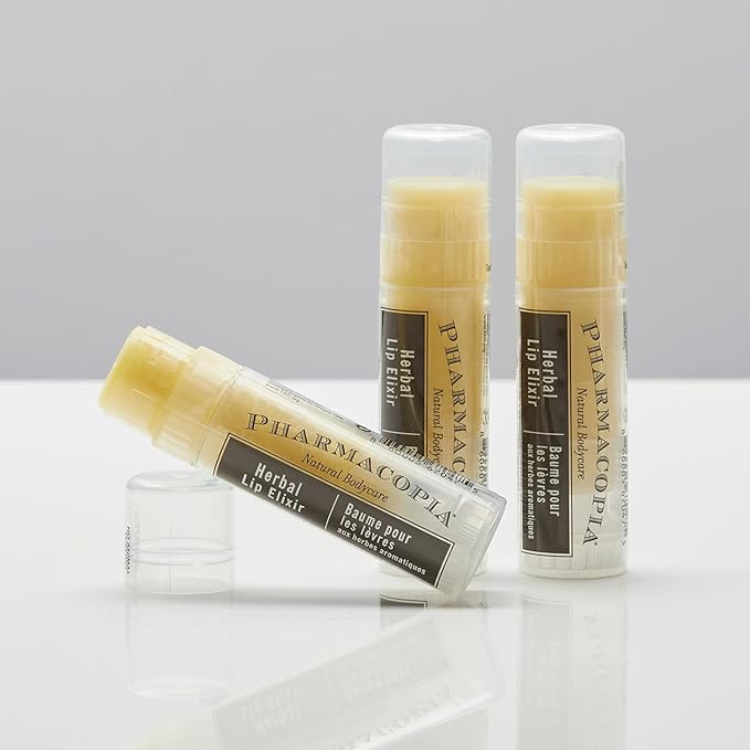 Pharmacopia Chamomile Tangerine Vegan Lip Elixir - Nourishing Vegan Herbal Lip Balm with 100% Natural and 70% Certified Organic Ingredients, 0.25 Oz, Pack of 3-VivaGrace Women