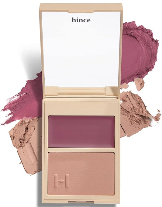hince True Dimension Layering Cheek - Cream & Pressed Powder 2 Different Shades & Textures - Silky Seamless Long Lasting Blush Makeup - Muted Beige & Elegant Rose Beige (1, REFINEMENT, L004)-VivaGrace Women
