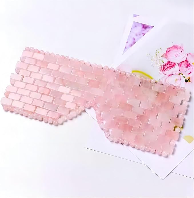 Rose Quartz Eye Mask, Jade Eye Mask 100% Natural Crystal Eye Mask, Reusable Gemstone Eye Mask Eliminate Wrinkles Puffiness Headache and Migraine Relief Hot or Cold Using-VivaGrace Women