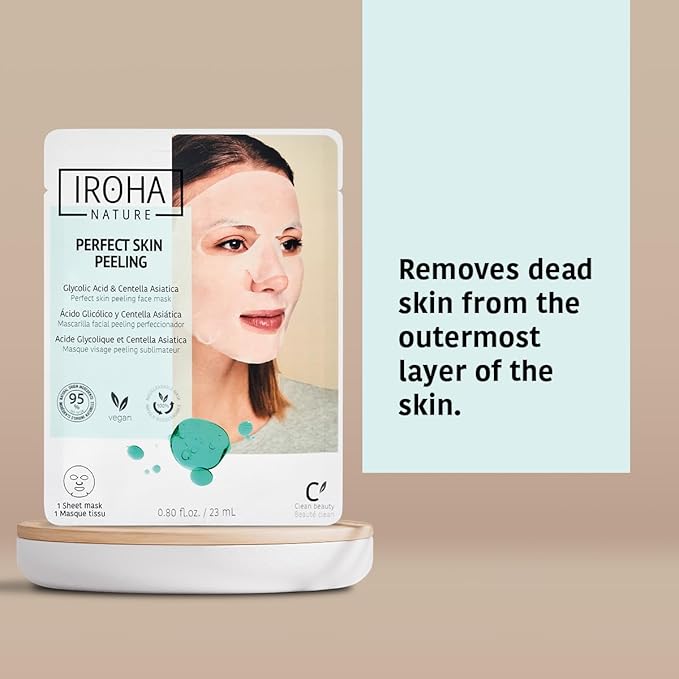 IROHA NATURE Glycolic Acid Peeling Face Mask (Pack of 5) | Skin Perfecting for a Radiant & Smooth Look | Instant Regeneration in Just 15 Minutes | Clean Beauty | 100% Vegan-VivaGrace Women