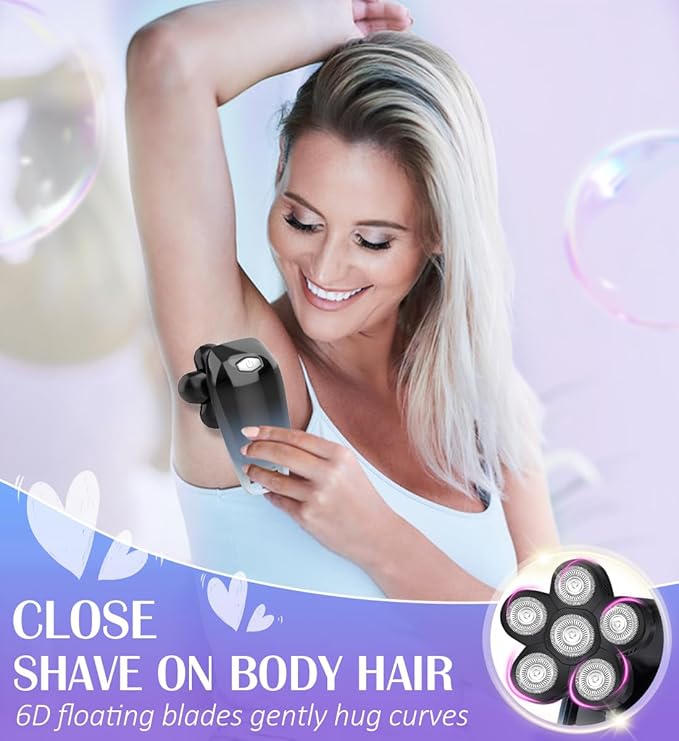 Electric Razors for Women,5 in 1 Womens Electric Leg Shaver Cordless Painless Facial Hair Removal for Arms and Underarms Bikini Trimmer,Portable and Safe Wet and Dry Use Women Shaver,White Black-VivaGrace Women
