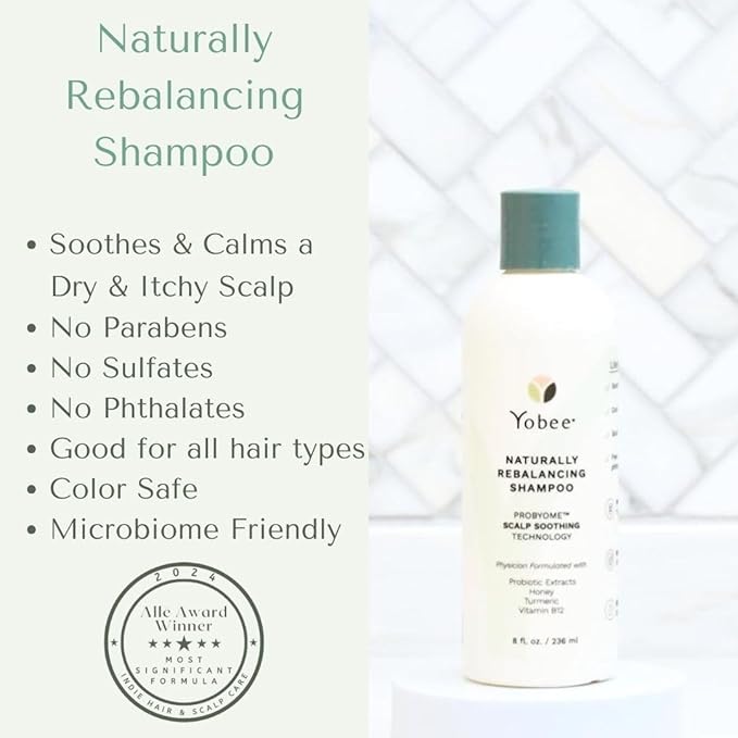 Yobee Naturally Rebalancing Shampoo | Dry, Flaky & Itchy Scalp Care with Para Probiotics, Organic Honey & Turmeric, Vitamin B12 & Oat Extracts | Dandruff & Psoriasis Relief (2 Bottles)-VivaGrace Women