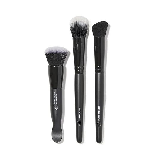 e.l.f. Putty Tools Trio, Set Of 3 Face Makeup Brushes For Putty Products, Helps You Easily Blend Putty Primer, Blush & Bronzer, Vegan & Cruelty-Free-VivaGrace Women