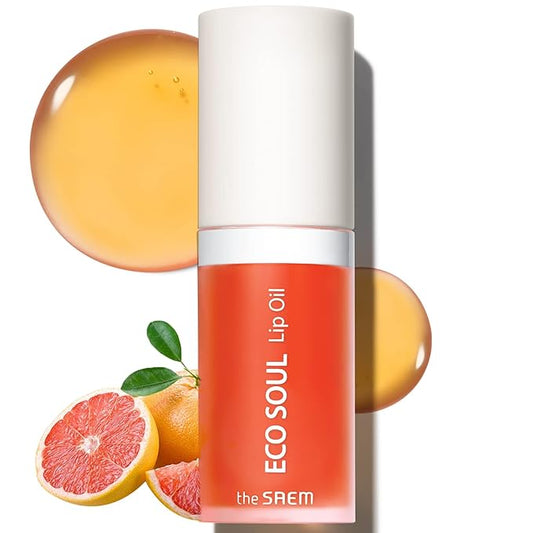 THESAEM Eco Soul Lip Oil 03 Grapefruit - Plumping & Hydrating Lip Oil to Nourish & Moisturize Lips – Grapefruit Extract & Jojoba Oil - Lips Soft & Glossy for Dry Lips, 0.21 fl.oz.-VivaGrace Women