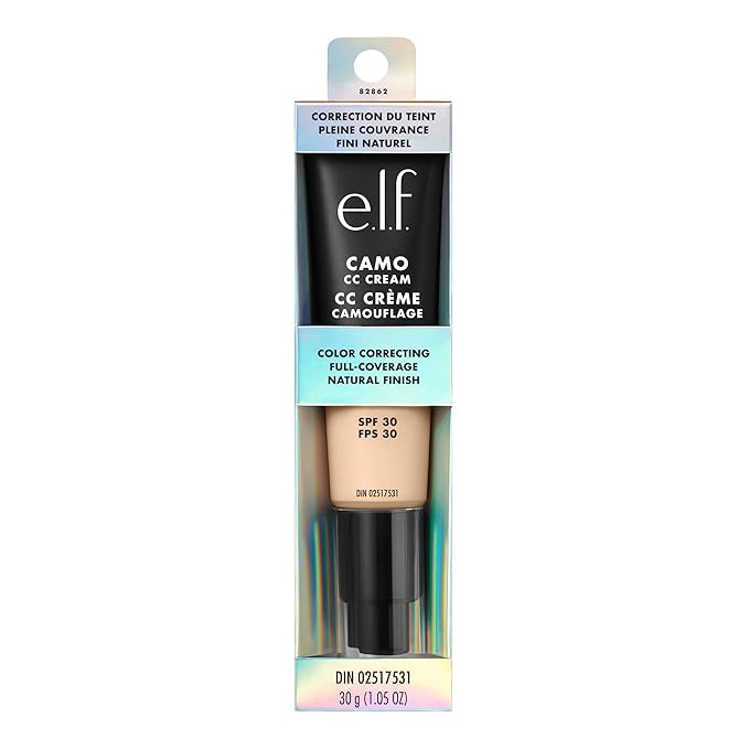 e.l.f. Camo CC Cream, SPF 30 Color-Correcting Medium-To-Full Coverage Face Foundation, Delivers An Airbrushed Finish, Vegan & Cruelty-Free, Fair 100 W-VivaGrace Women