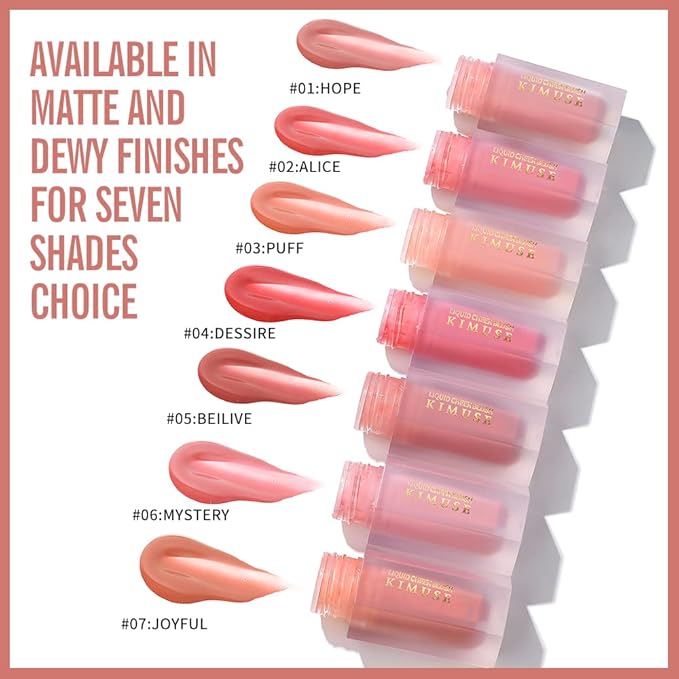 KIMUSE Soft Cream Blush Makeup, Liquid Blush for Cheeks, Weightless, Long-Wearing, Smudge Proof, Natural-Looking, Dewy Finish-VivaGrace Women