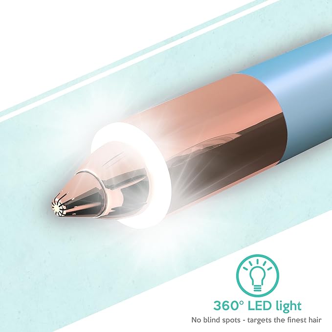 2 in 1 Flawless Eyebrow and Facial Hair Remover for Women Painless Electric Razor Epilator Trimmer Shaver with 18K Gold-Plated, USB Rechargeable, 360° LED for Eyebrow and Face Hair Removal-VivaGrace Women