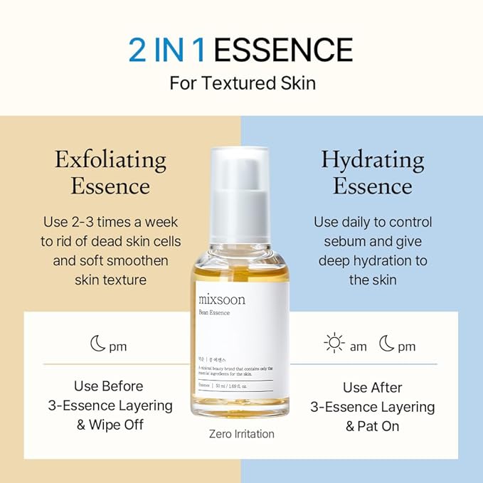 mixsoon Bean Essence, Vegansnail, Exfoliating Essence for face, Hydrating Korean Skin Care,Glassskin 1.69 fl.oz/50ml-VivaGrace Women