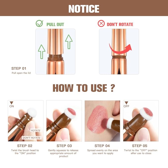 Liquid Highlighter Beauty Stick, Highlighter Makeup, Highlighter Wand,Liquid Beauty Stick With Cushion Applicator For Highlighter, Natural Matte FinIsh Makeup For Women(04#)-VivaGrace Women