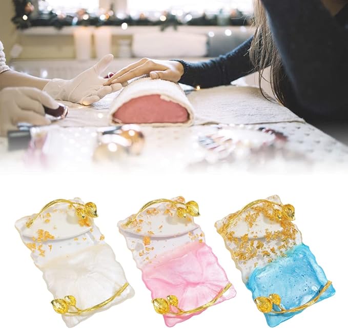 Resin Nail Art Palette, Nail Art Painting Palettes with Nail Palette Stirring Rod Gold Edge Nail Holder Nail Art Display Board Fashion Delicate Nail Tool Accessories, Type 6-VivaGrace Women