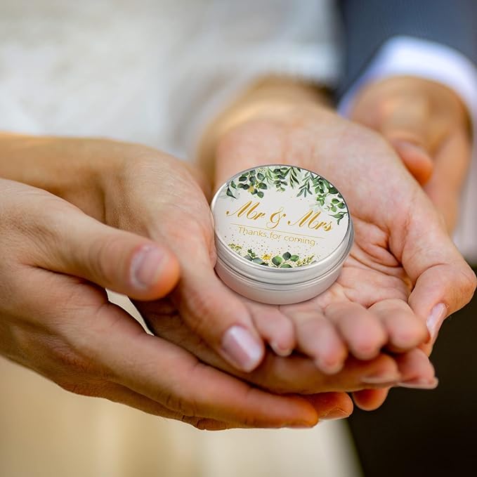 40 Pieces Bridal Shower Lip Balm Bulk Wedding Favors Lip Balms Mr and Mrs Thanks for Coming Wedding Party Gift for Guest Girl Bride Women Travel Birthday, 0.34 Oz, White (Eucalyptus Style)-VivaGrace Women