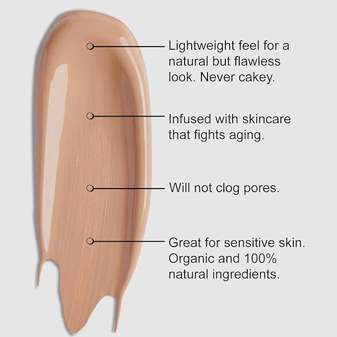 Organic Aloe-Based LUX Liquid Foundation, Natural Vegan Gluten-Free Made in USA, Toffee-VivaGrace Women