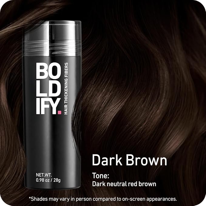 BOLDIFY Hair Fibers (28g) - Fill In Thinning and Fine Hair for an Instantly Fuller, Thicker Look - 14 Shades for Women & Men - Dark Brown-VivaGrace Women