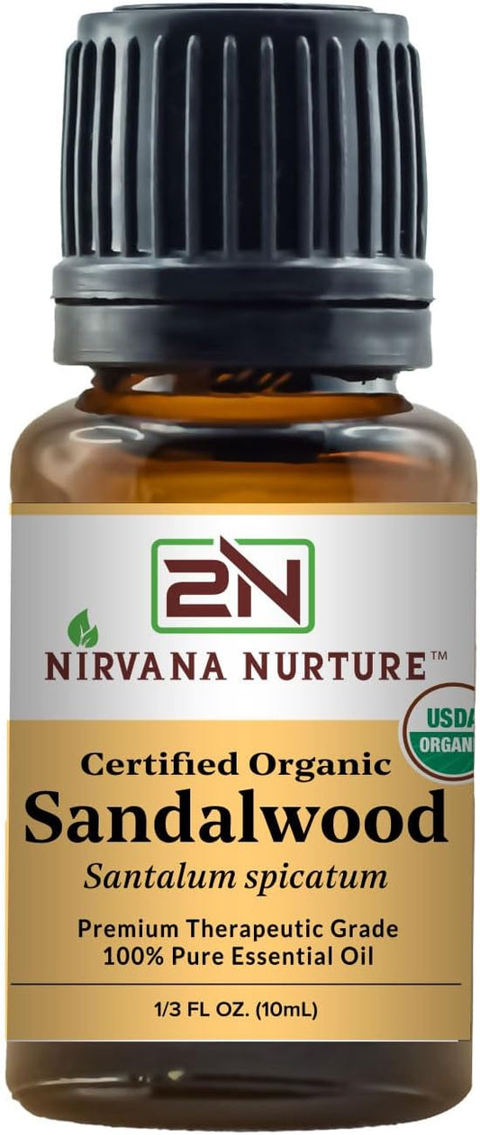 Sandalwood Essential Oil USDA Certified Organic 100% Pure Premium Therapeutic Grade, Undiluted - Aromatherapy Diffuser for Calm and Relaxation, Skin Care, Hair Care-VivaGrace Women