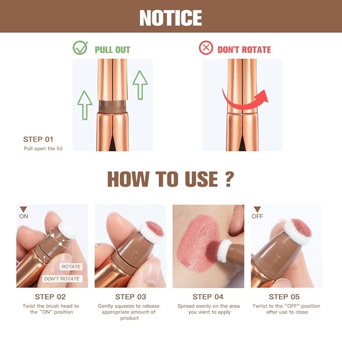 Liquid Contour Beauty Wand, Highlighter and Bronzer Stick with Cushion Applicator Attached Easy to Blend, Long Lasting & Smooth Natural Matte Finish-VivaGrace Women