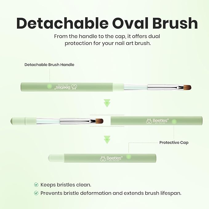 Beetles Nail Art Brushes, Clean Up Brush Gel Polish Nail Art Design Pen Painting Tools Fingernail Brush Nail Cleaning Brush Nail Art Liner Brush and Nail Dotting Pen Salon Diy at Home-VivaGrace Women